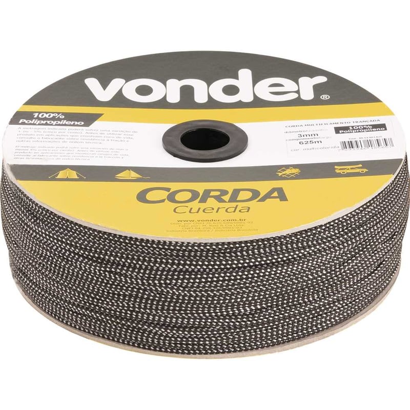 Corda multifilamento trançada 3,0 mm x 625 m, cores diversas