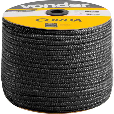 Corda multifilamento trançada 12,0 mm x 140 m, preta, em carretel