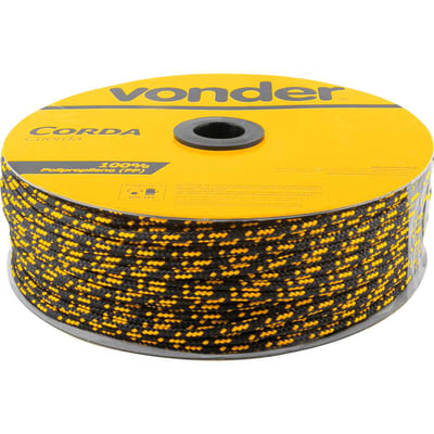 Corda multifilamento trançada 4,0 mm x 360 m, preta e amarela, em carretel