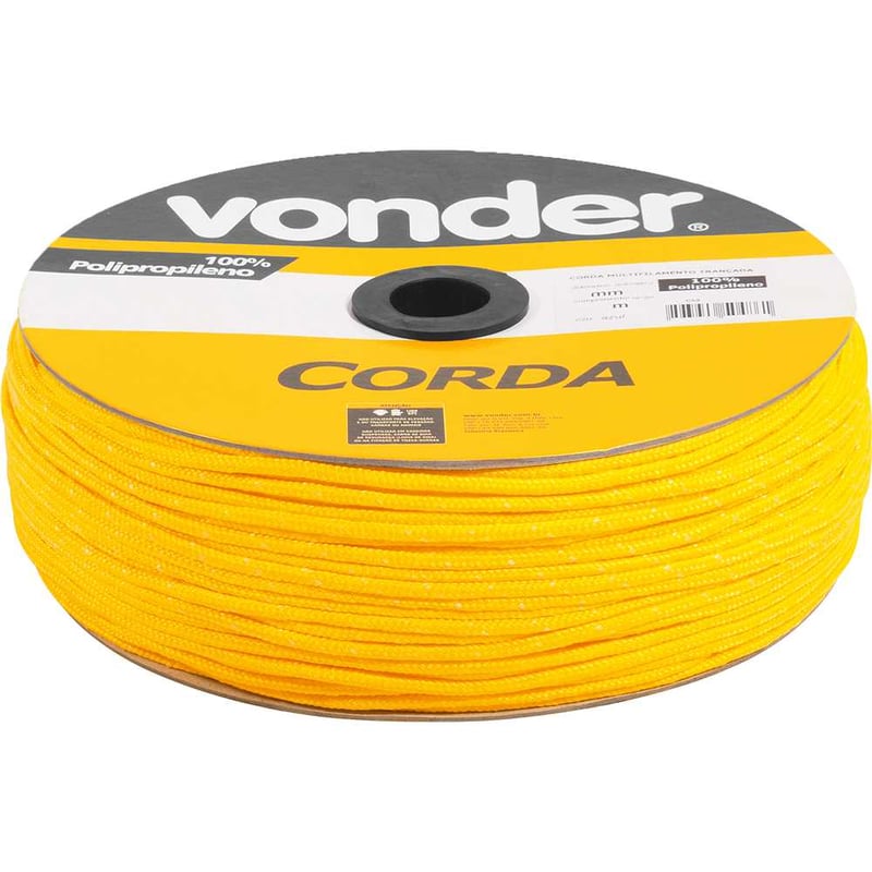 Corda multifilamento trançada 3,0 mm x 625 m, amarela, em carretel