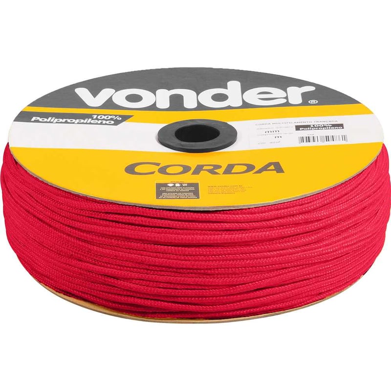 Corda multifilamento trançada 5,0 mm x 250 m, vermelha, em carretel