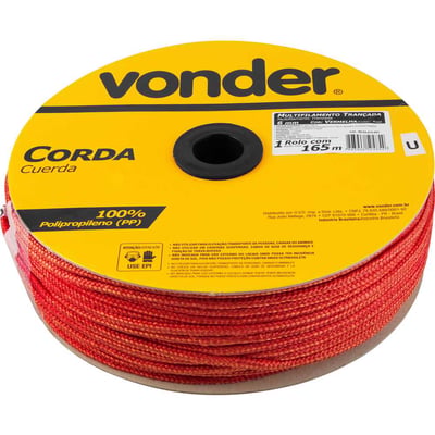Corda multifilamento trançada 6,0 mm x 165 m, vermelha, em carretel
