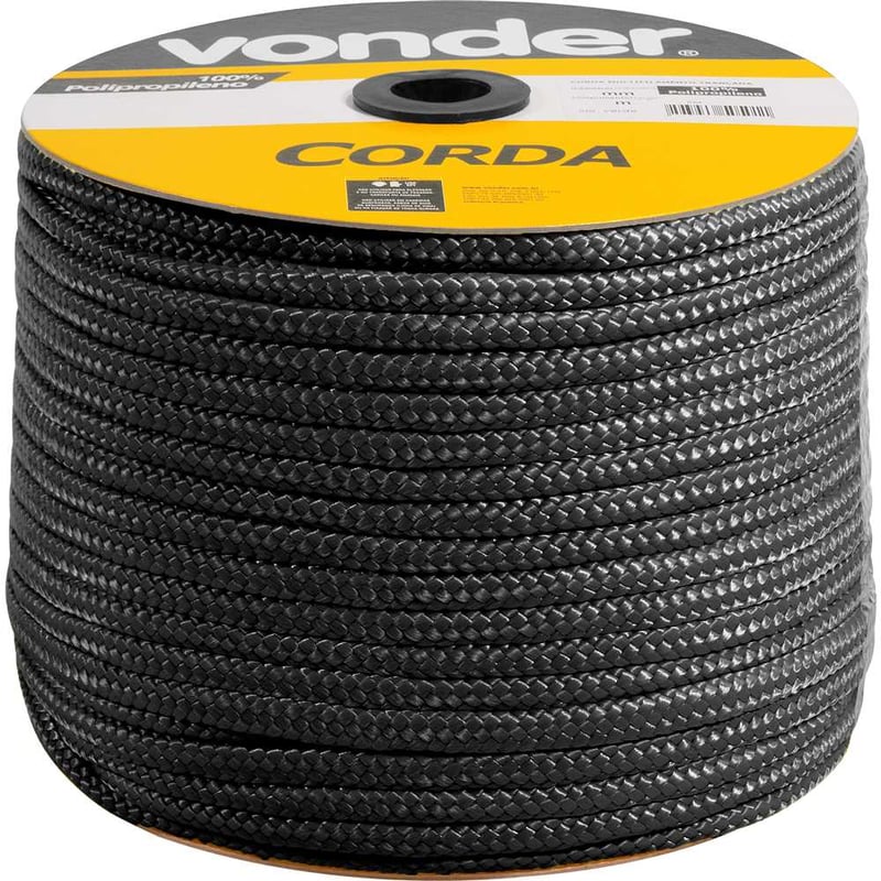 Corda multifilamento trançada 8,0 mm x 258 m, preta, em carretel