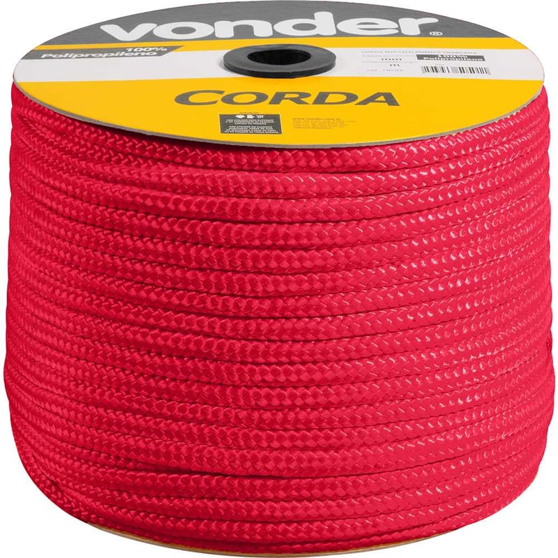 Corda multifilamento trançada 8,0 mm x 258 m, vermelha, em carretel