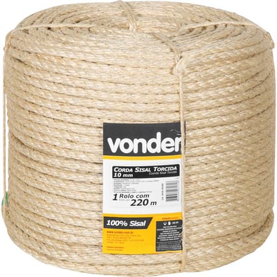 Corda de sisal 10 mm x 220 m, 3 pernas