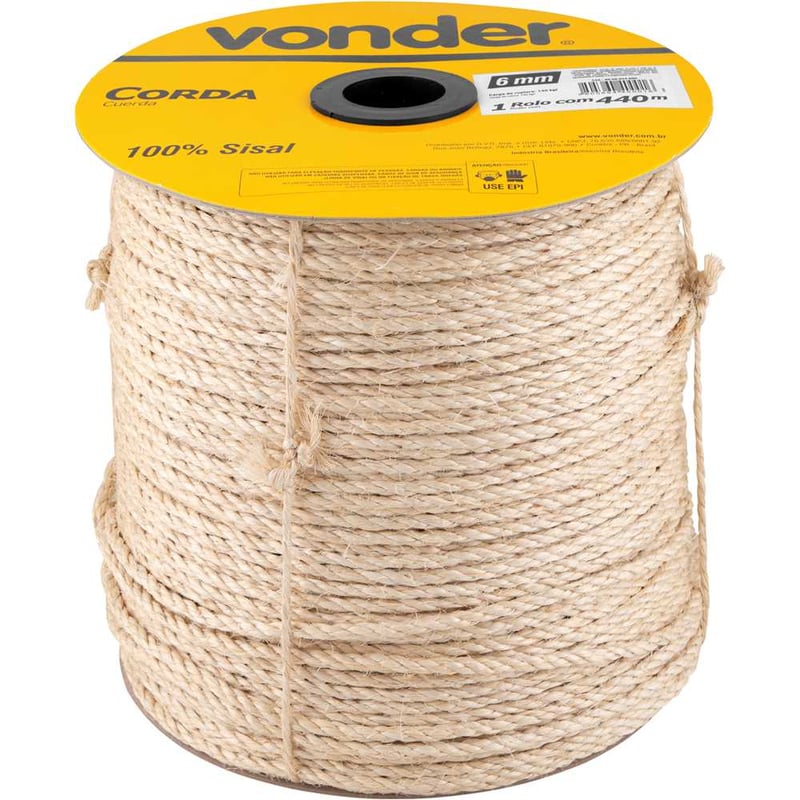 Corda de sisal 6 mm x 440 m, 3 pernas